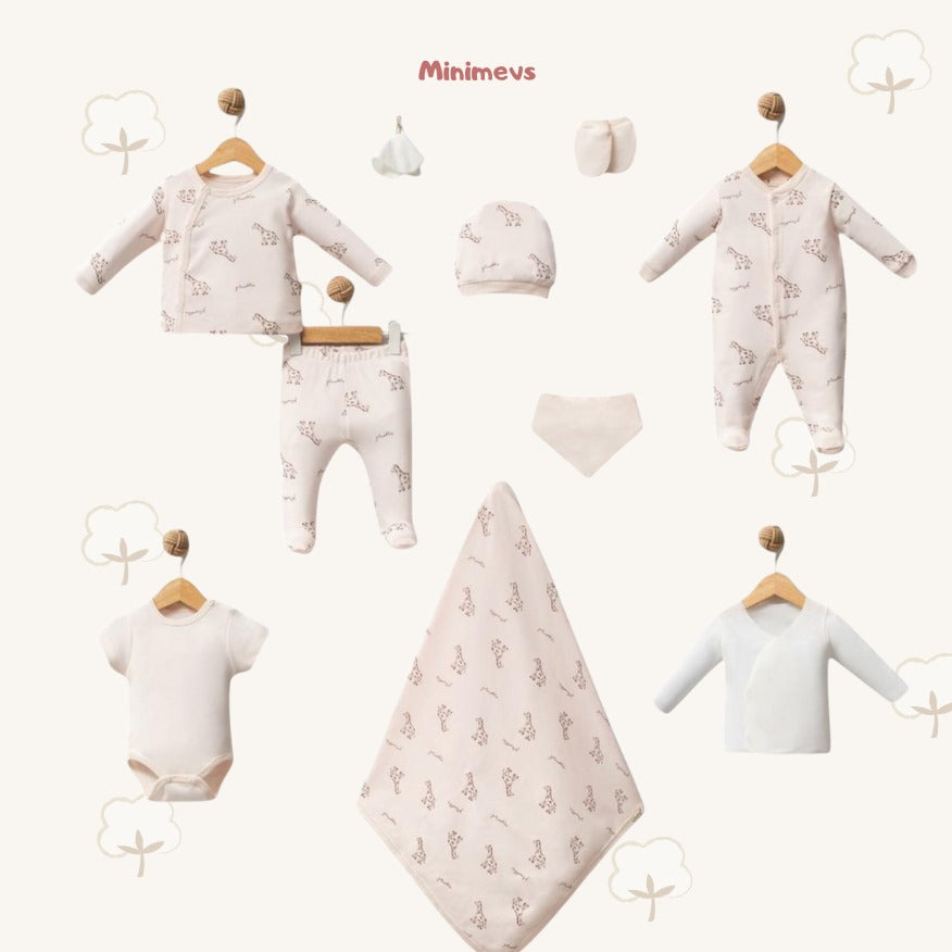 Zürafa Baskılı 10'lu Hastane Çıkış Seti