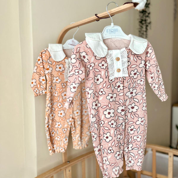 Fırfır Detaylı Eva Çiçekli Tulum