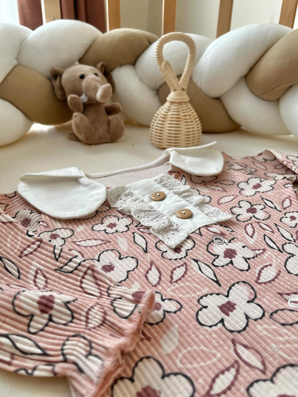 Fırfır Detaylı Eva Çiçekli Tulum