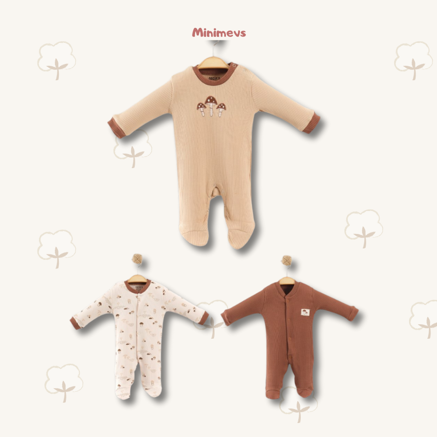 Mantar Nakışlı 3'lü Tulum Seti