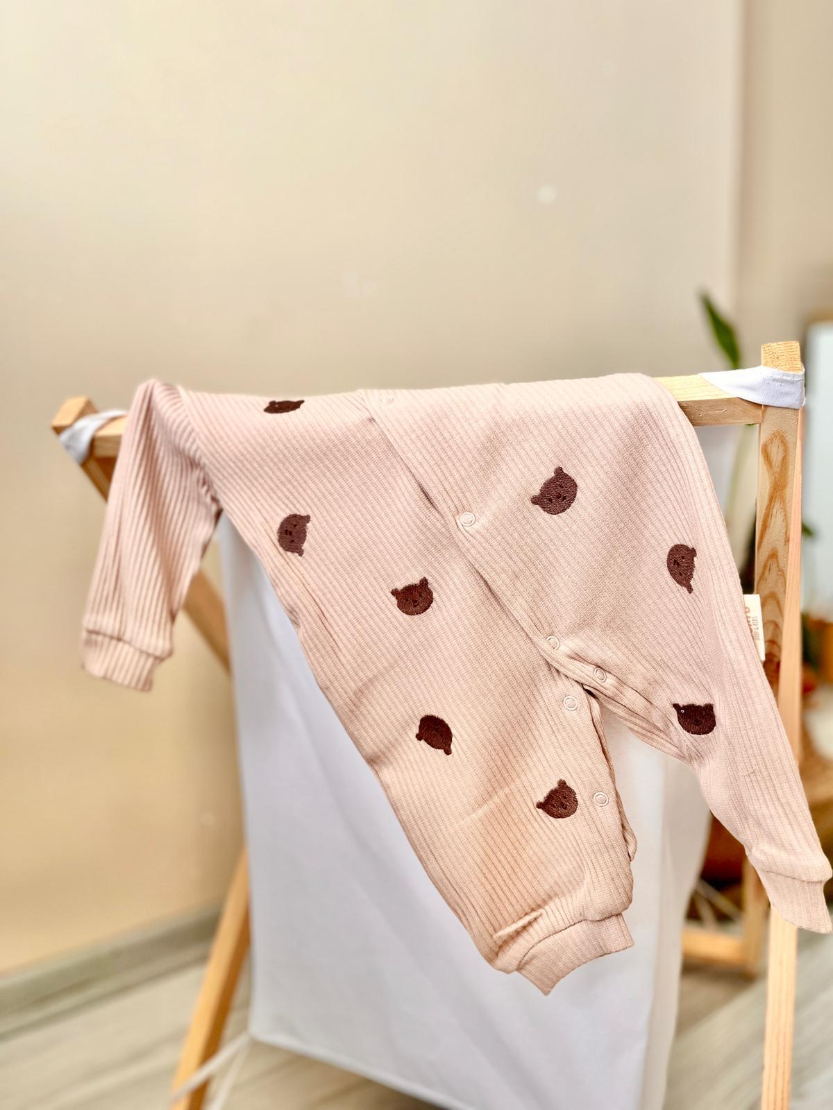 Minik Ayı Nakışlı Bebek Tulum