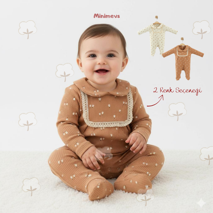 Dantel Detaylı Çiçekli Örme Tulum