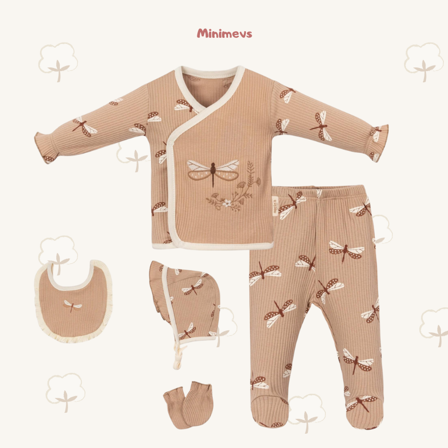 Kelebek Desenli 5'li Hastane Çıkış Seti